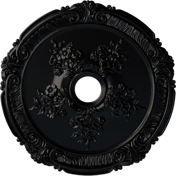 Ekena Millwork Attica with Rose Ceiling Medallion (Canopies up to 4 1/2"), 26"OD x 3 3/4"ID x 1 1/2"P, Jet Black CM26ATBLF - main